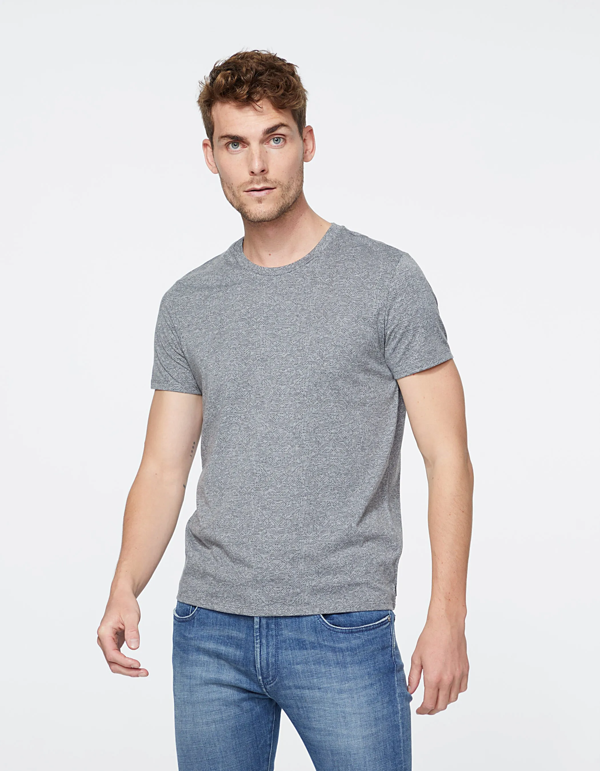 Tee-shirt gris ardoise imprimé circuit Homme