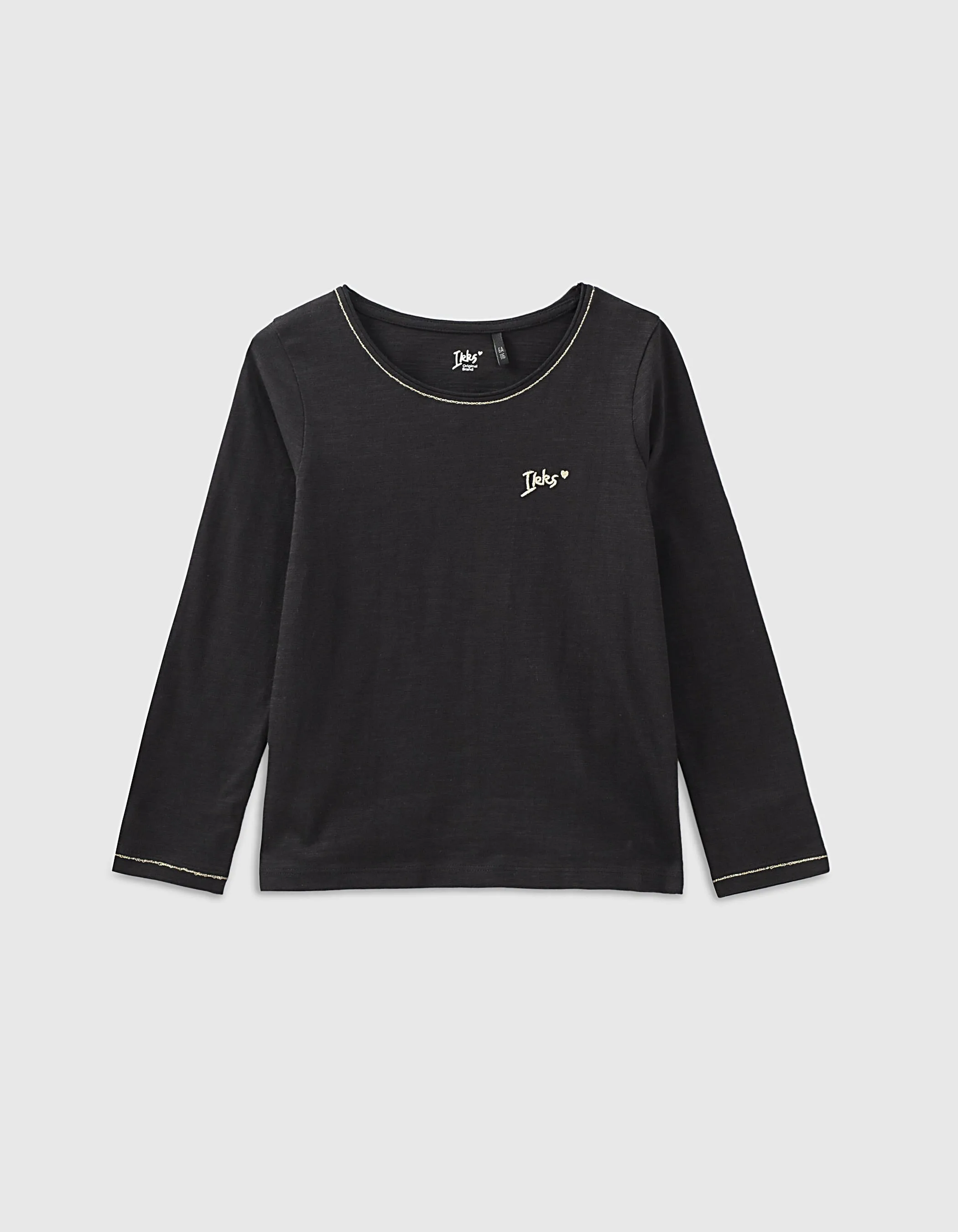 Tee-shirt noir Essentiels brodé IKKS fille