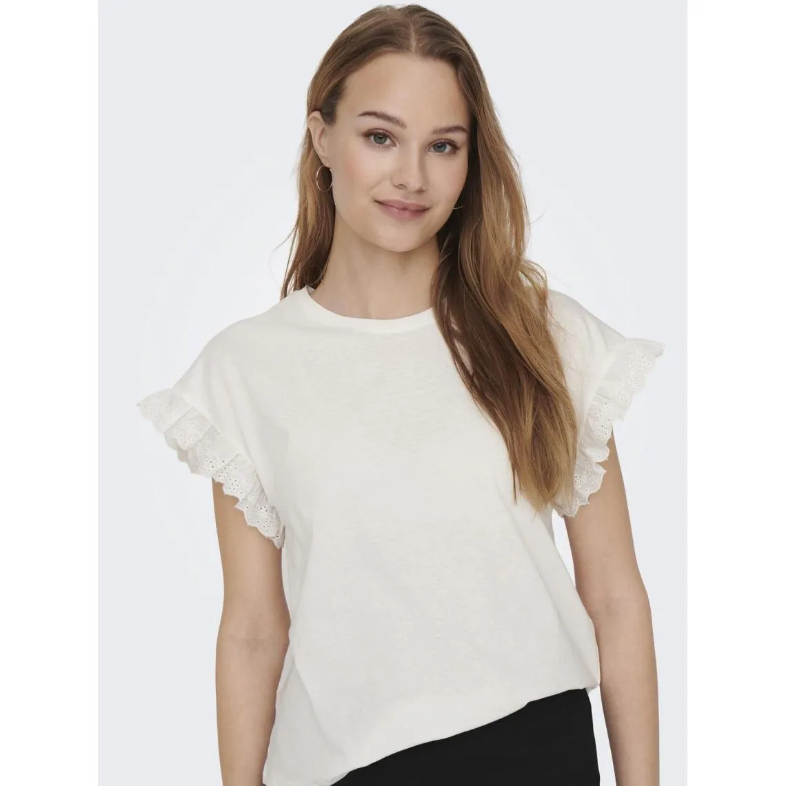 Top col rond manches courtes blanc en coton Fern | 3 Suisses