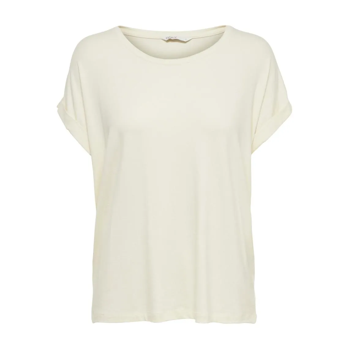 Top poignets repliés col rond manches courtes blanc en viscose Tia | 3 Suisses