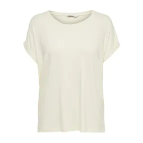 Top poignets repliés col rond manches courtes blanc en viscose Tia | 3 Suisses