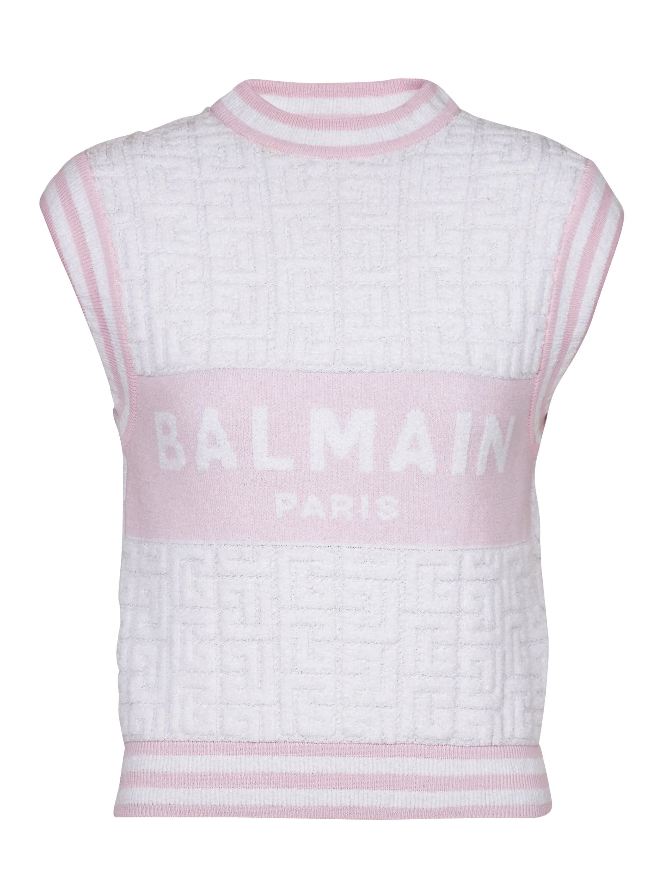 TOP SANS MANCHES EN MAILLE à MONOGRAMME - BALMAIN pour FEMME | Printemps