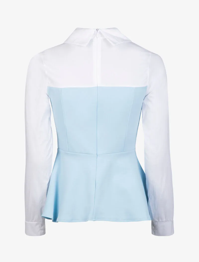 Top style chemise coupe péplum - bleu ciel