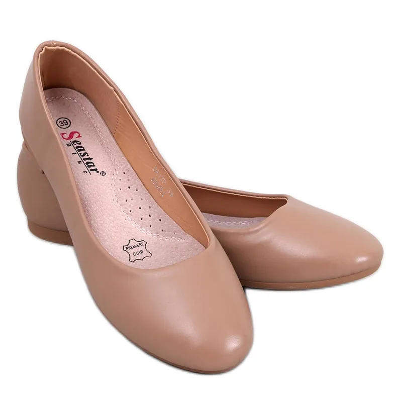 Tova Ballerines semelle cuir Kaki beige