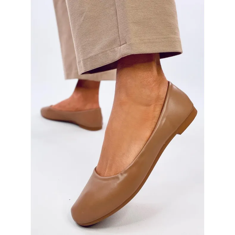 Tova Ballerines semelle cuir Kaki beige