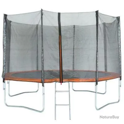 Trampoline avec filet de sécurité - 72 ressorts - Noir et orange - LIVRAISON GRATUITE