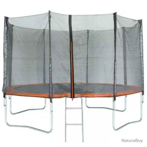 Trampoline avec filet de sécurité - 72 ressorts - Noir et orange - LIVRAISON GRATUITE