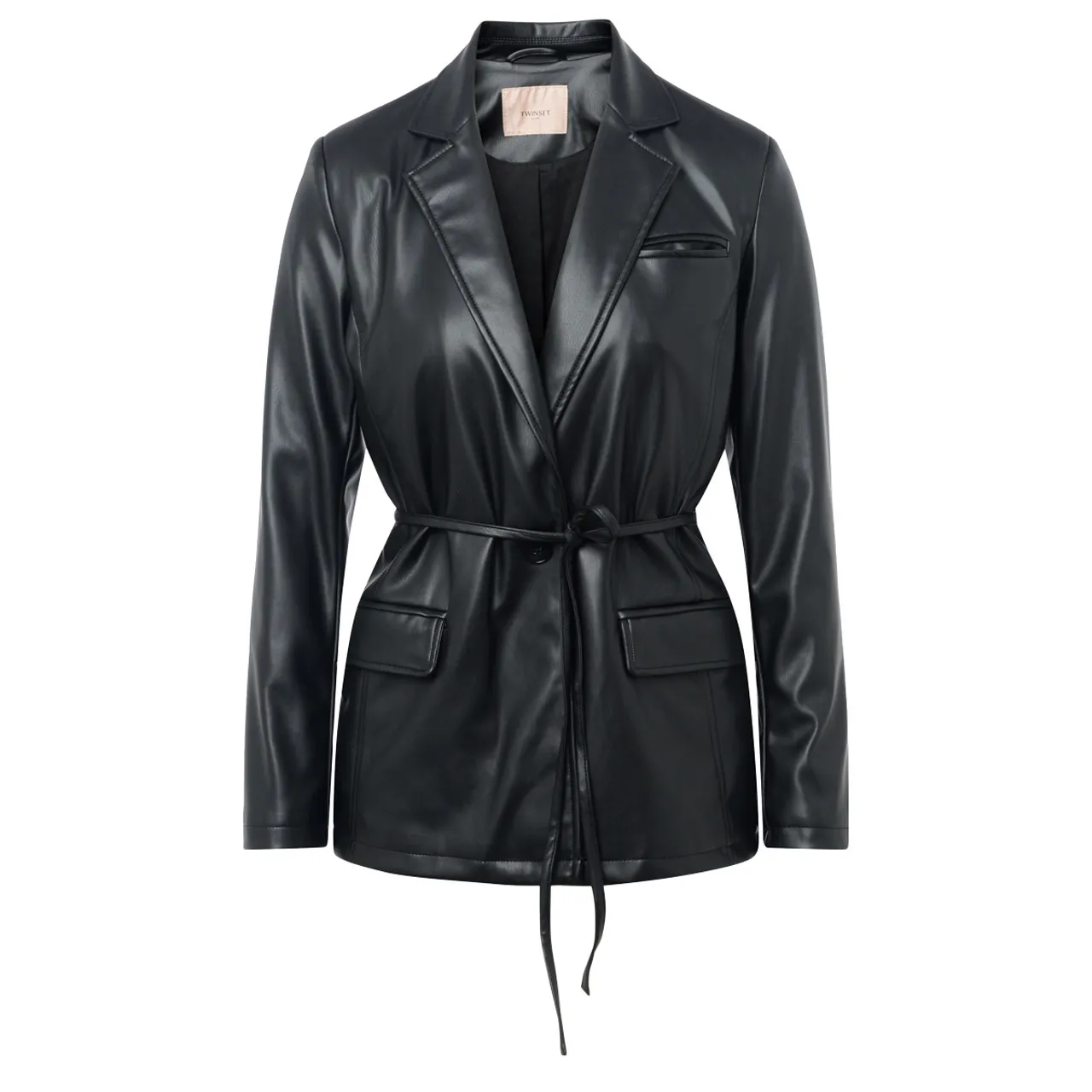 Twinset Blazer en faux cuir noir