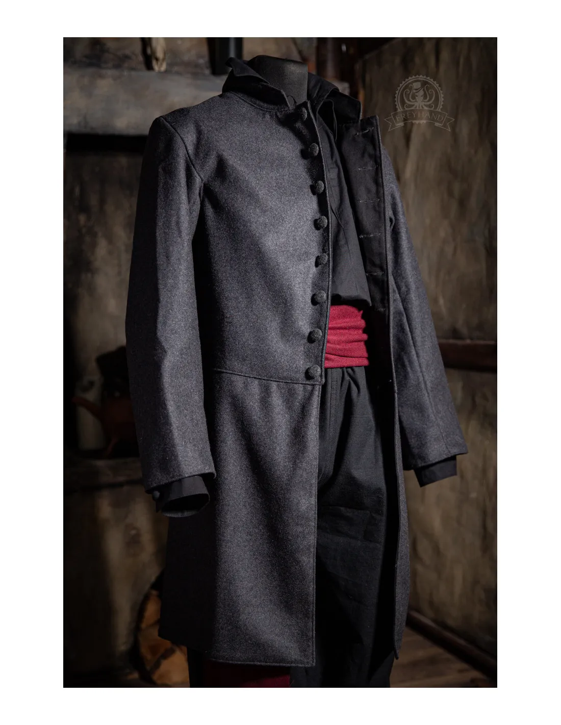 Veste Soldat, Mousquetaire ou Pirate Barnaby - Gris ⚔️ Boutique Épées