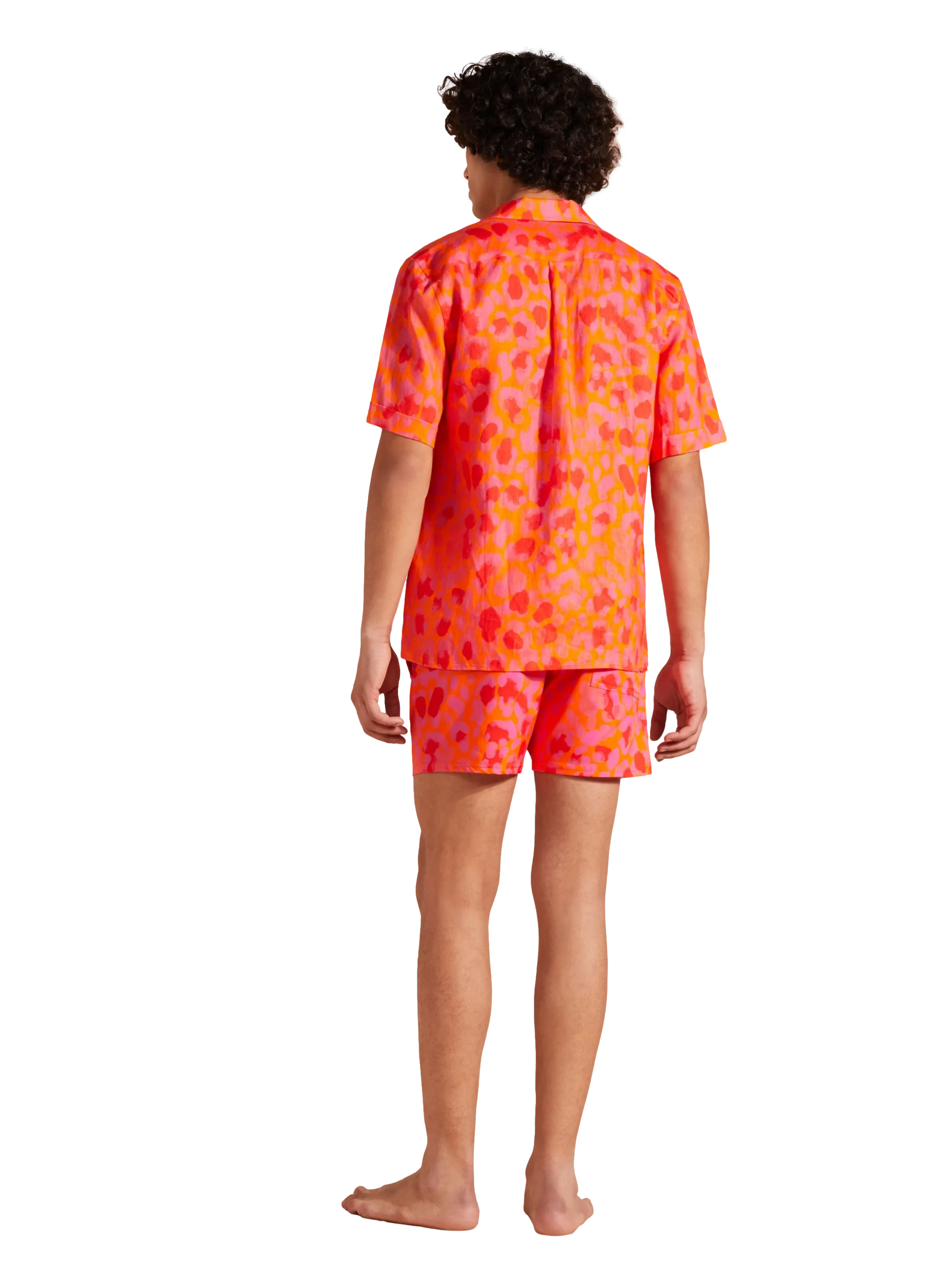 VILEBREQUIN  Chemise bowling en lin new leopard - Orange