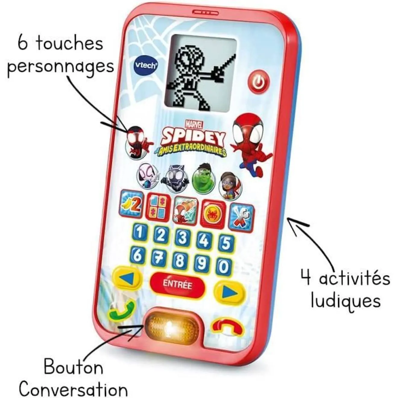 VTECH - SPIDEY - Le Smartphone Éducatif de Spidey - Enfant - Rouge - Mixte - 3 ans - Pile rouge - Vtech