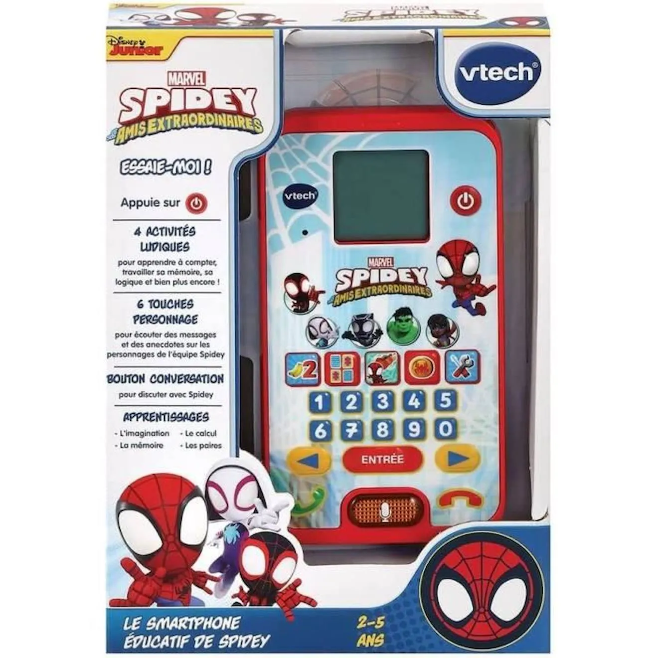 VTECH - SPIDEY - Le Smartphone Éducatif de Spidey - Enfant - Rouge - Mixte - 3 ans - Pile rouge - Vtech