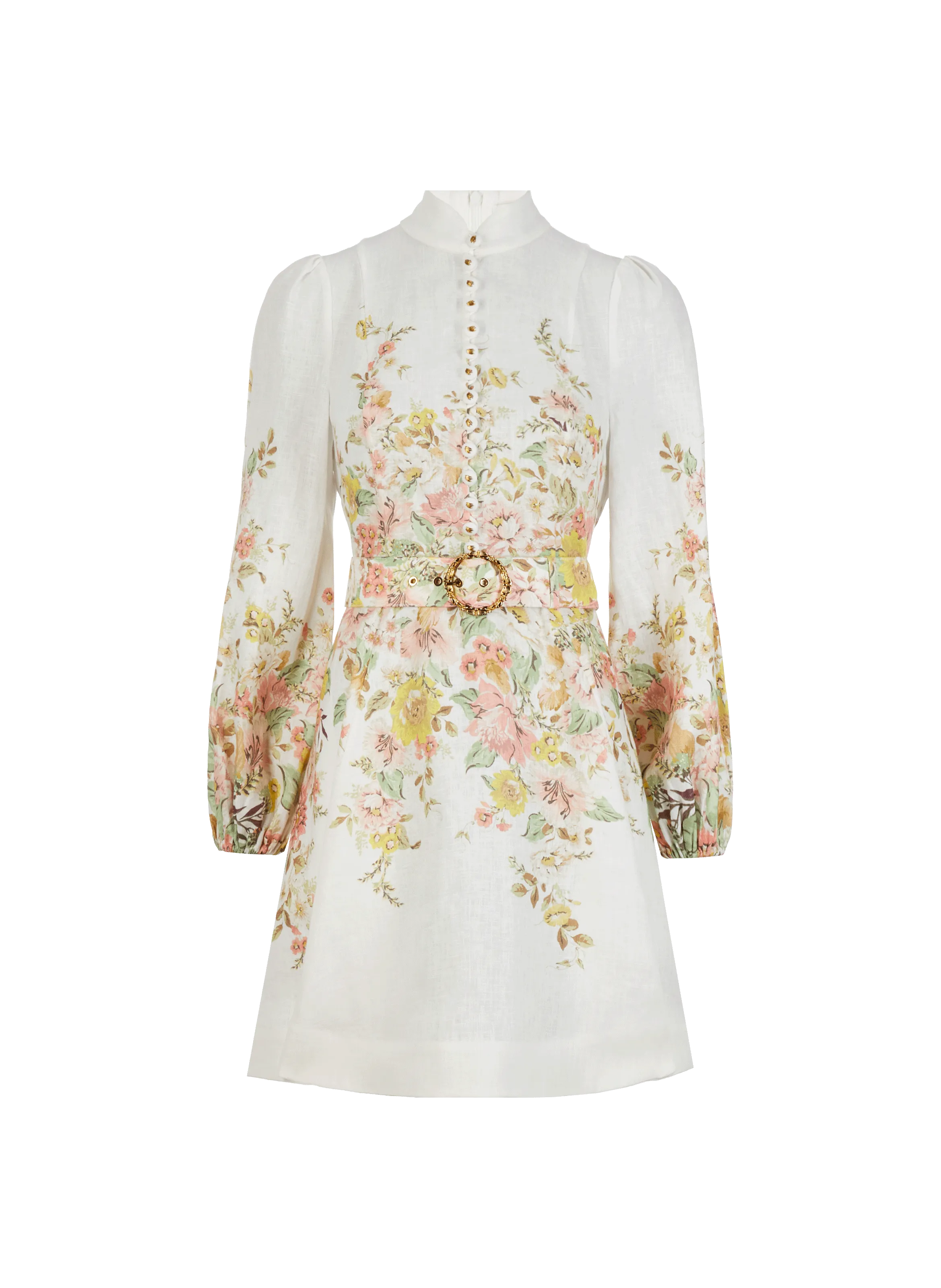 ZIMMERMANN  Robe évasée à motif en lin  - Blanc