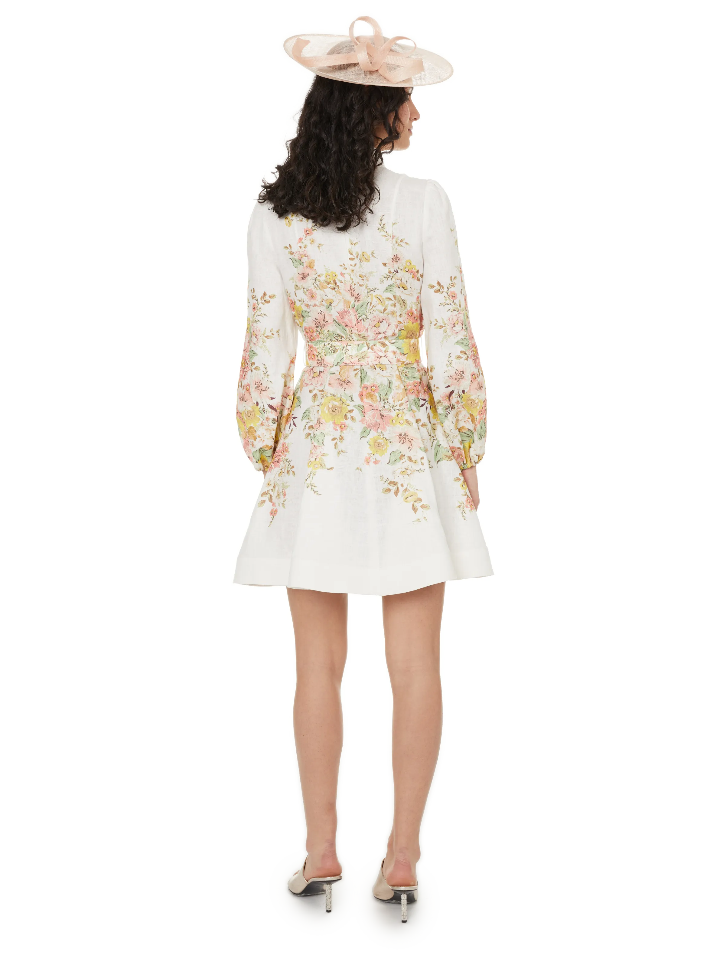 ZIMMERMANN  Robe évasée à motif en lin  - Blanc